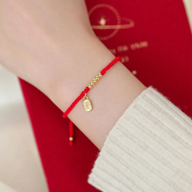Pulseira Vermelha dos 7 Nós - Proteção contra inveja + Pulseira de Prosperidade de Brinde