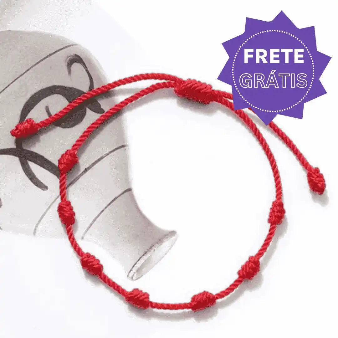 Pulseira Vermelha dos 7 Nós - Proteção contra inveja + Pulseira de Prosperidade de Brinde