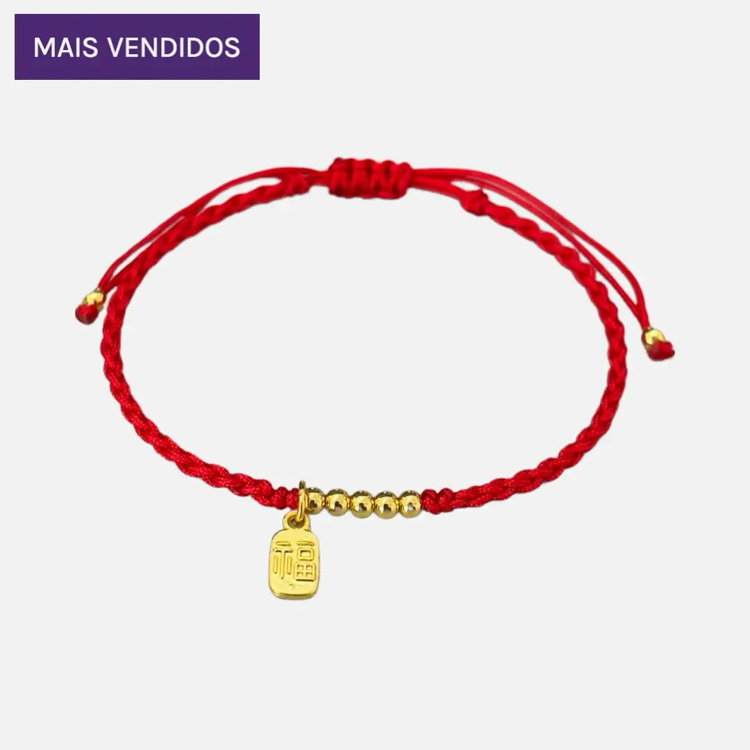 Pulseira Vermelha dos 7 Nós - Proteção contra inveja + Pulseira de Prosperidade de Brinde