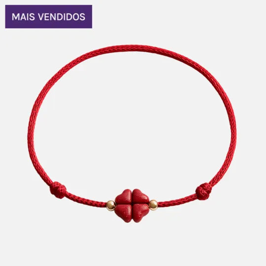 Grátis - Pulseira Trevo da Sorte em Cinábrio