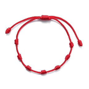 Pulseira Vermelha dos 7 Nós - Proteção contra inveja + Pulseira de Prosperidade de Brinde