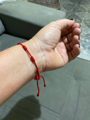 Pulseira Vermelha dos 7 Nós - Proteção contra inveja + Pulseira de Prosperidade de Brinde